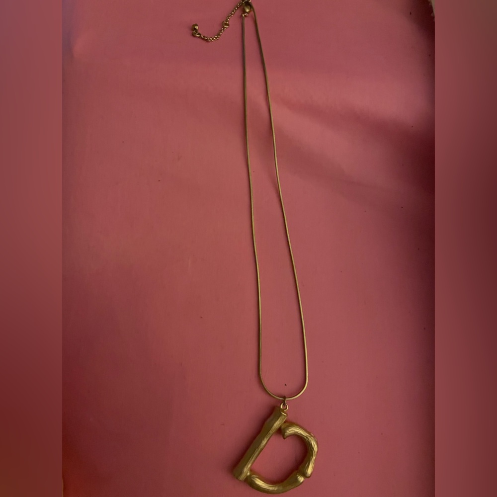 Gold Bamboo style D Necklace